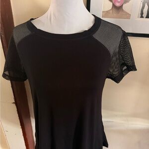 BCBGeneration Black Top with Mesh Sleeves
